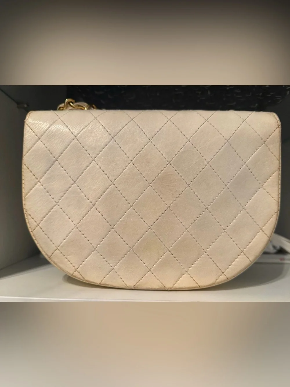 Chanel lambskin quilted mini half moon flap bag classic timeless